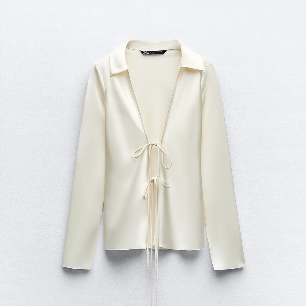 ZARA - Satin Effect Shirt with Ties - NEW WITH TAGS